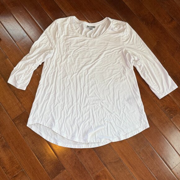 JM Collection Women’s White Long Sleeve Scoop Neck Top, size Large - Picture 4 of 11